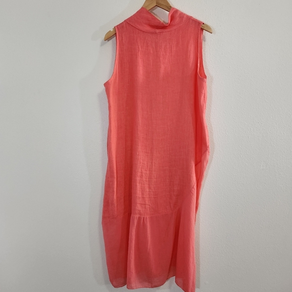 Vivian Shyu Dress Womens Medium Pink Linen Lagenlook Asymmetrical Modern Minimal - Picture 8 of 13